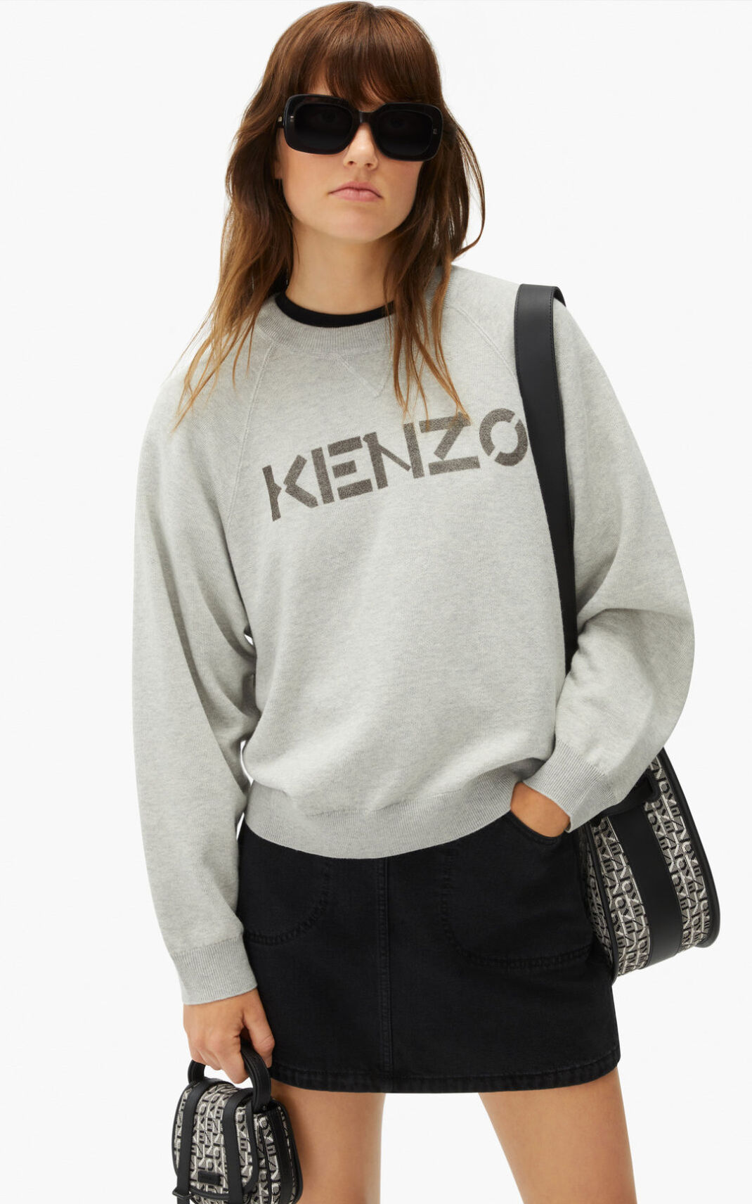 Kenzo Logo merino wool Jerseys Mujer Gris | 6904258-XM